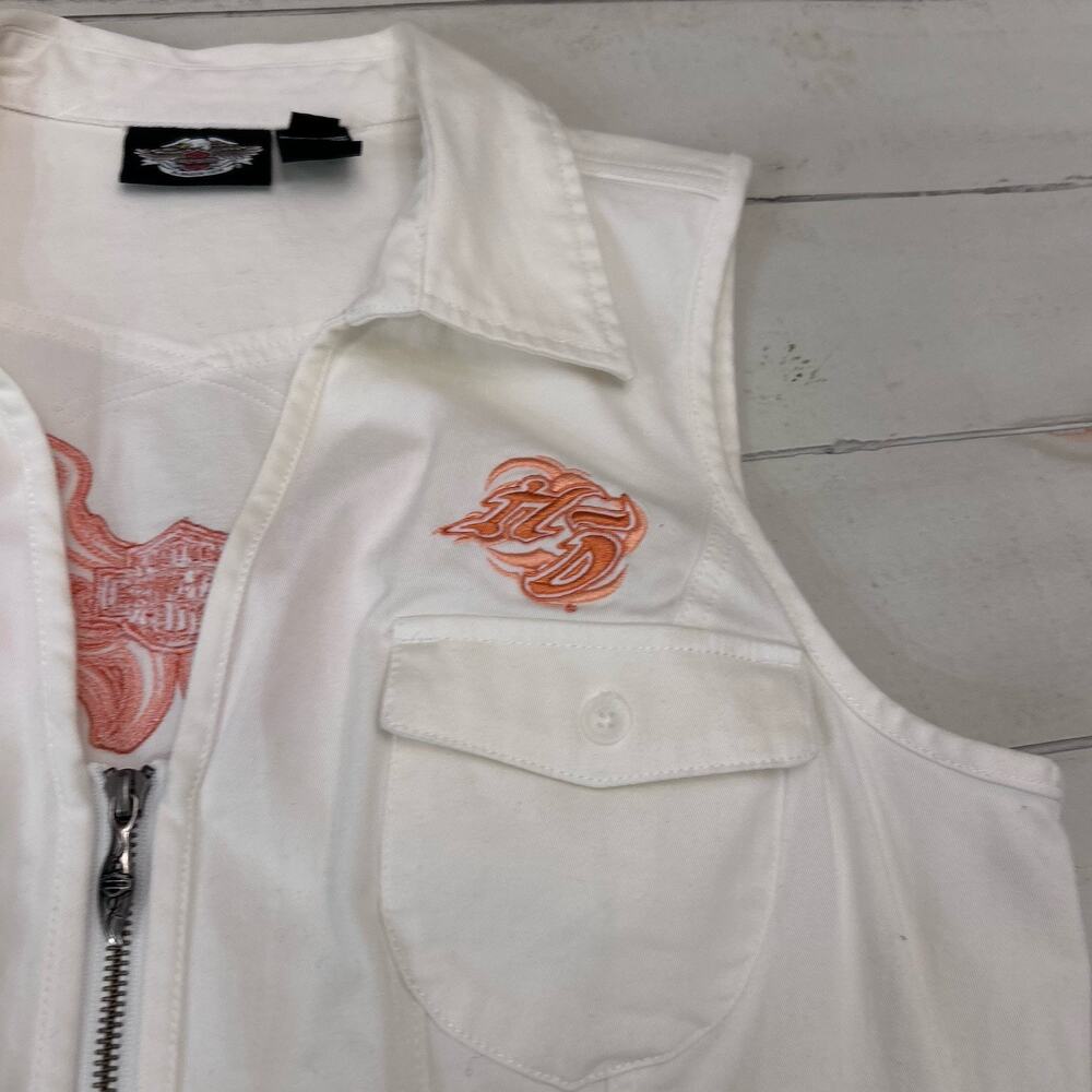 Ladies White Harley Davidson Cotton Vest - Picture 3 of 7